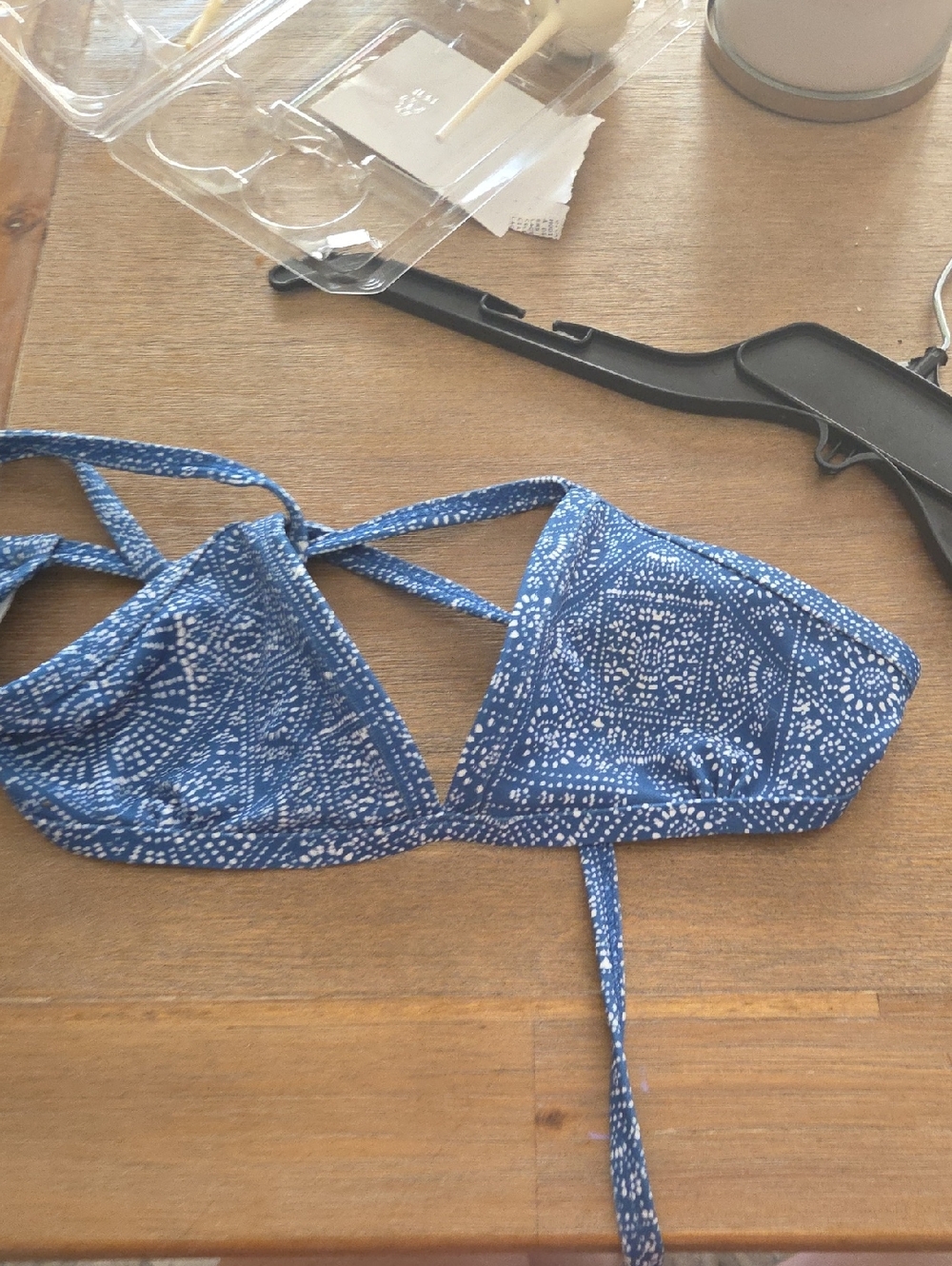 Jolyn Clothing Blue Printed Triangle Bikini Top